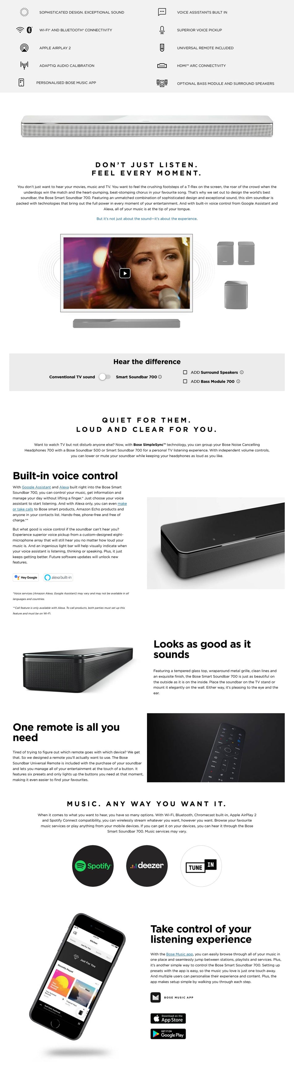 Bose Soundbar 700 Dimensions Smart Ultra Soundbar – A Smart